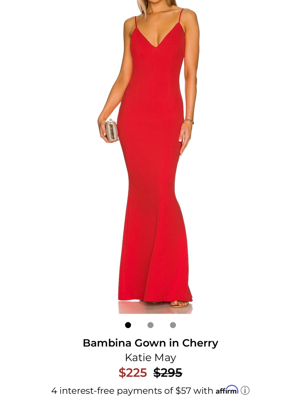 Katie May Bambina Gown in Cherry - Red Spaghetti Strap Maxi Dress